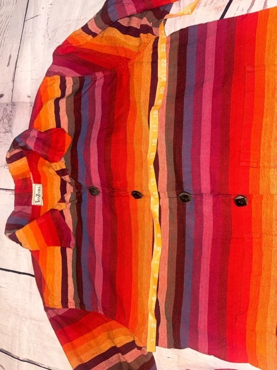 Tantrums Multicolor Striped Button-Front cotton Jacket - Picture 9 of 12